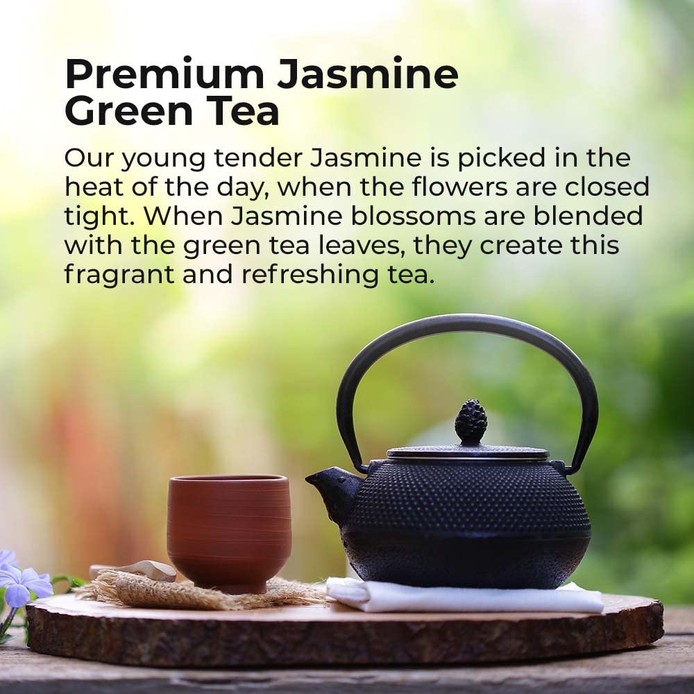 Prince of Peace Jasmine Green Tea steeping bag releasing fragrance during brew