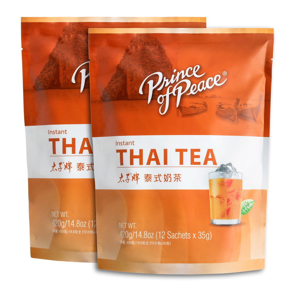 Prince of Peace Thai tea sachets ready to brew for hot or iced beverages.