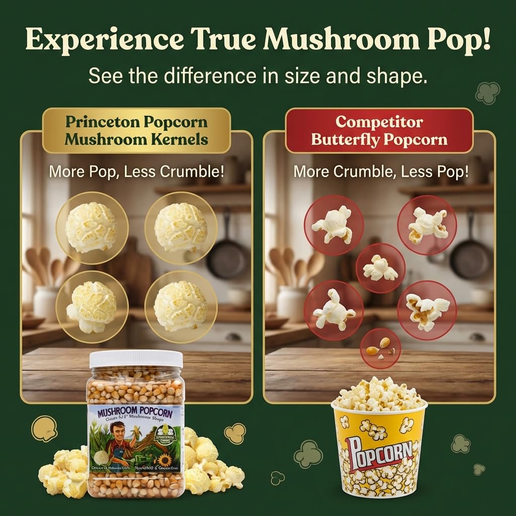 Princeton Popcorn Signature Easy Pop mushroom pops on a platter show large round texture.