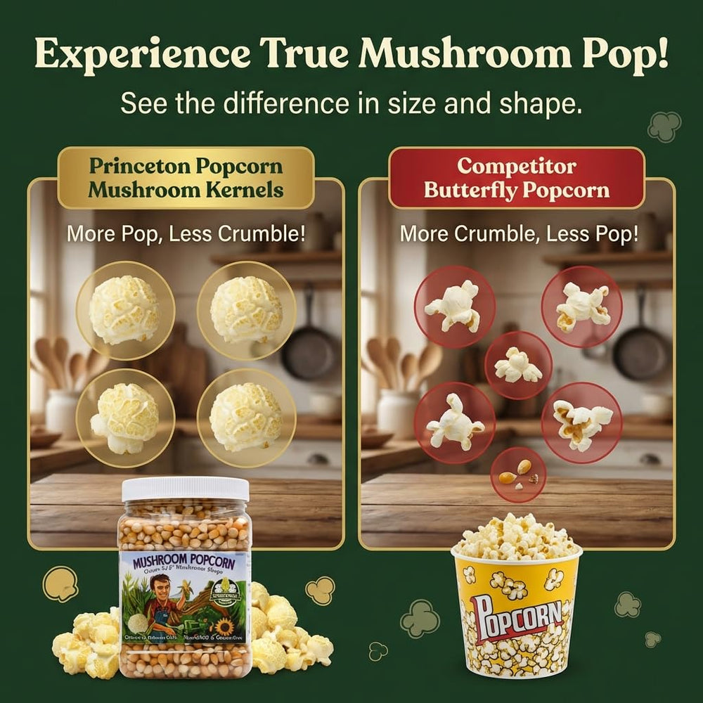 Princeton Popcorn Signature Easy Pop mushroom pops on a platter show large round texture.