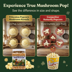 Princeton Popcorn Signature Easy Pop mushroom pops on a platter show large round texture.