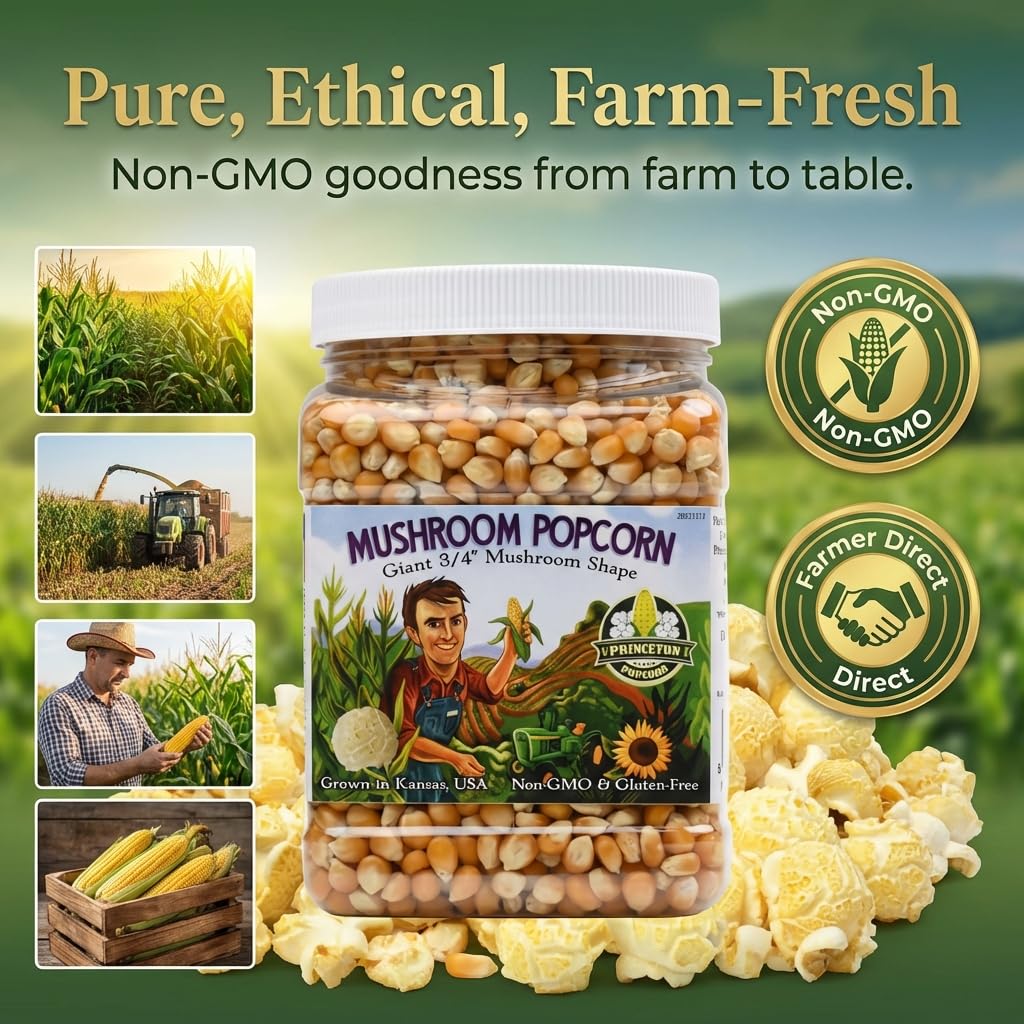 Non-GMO seal on the Princeton Popcorn package.