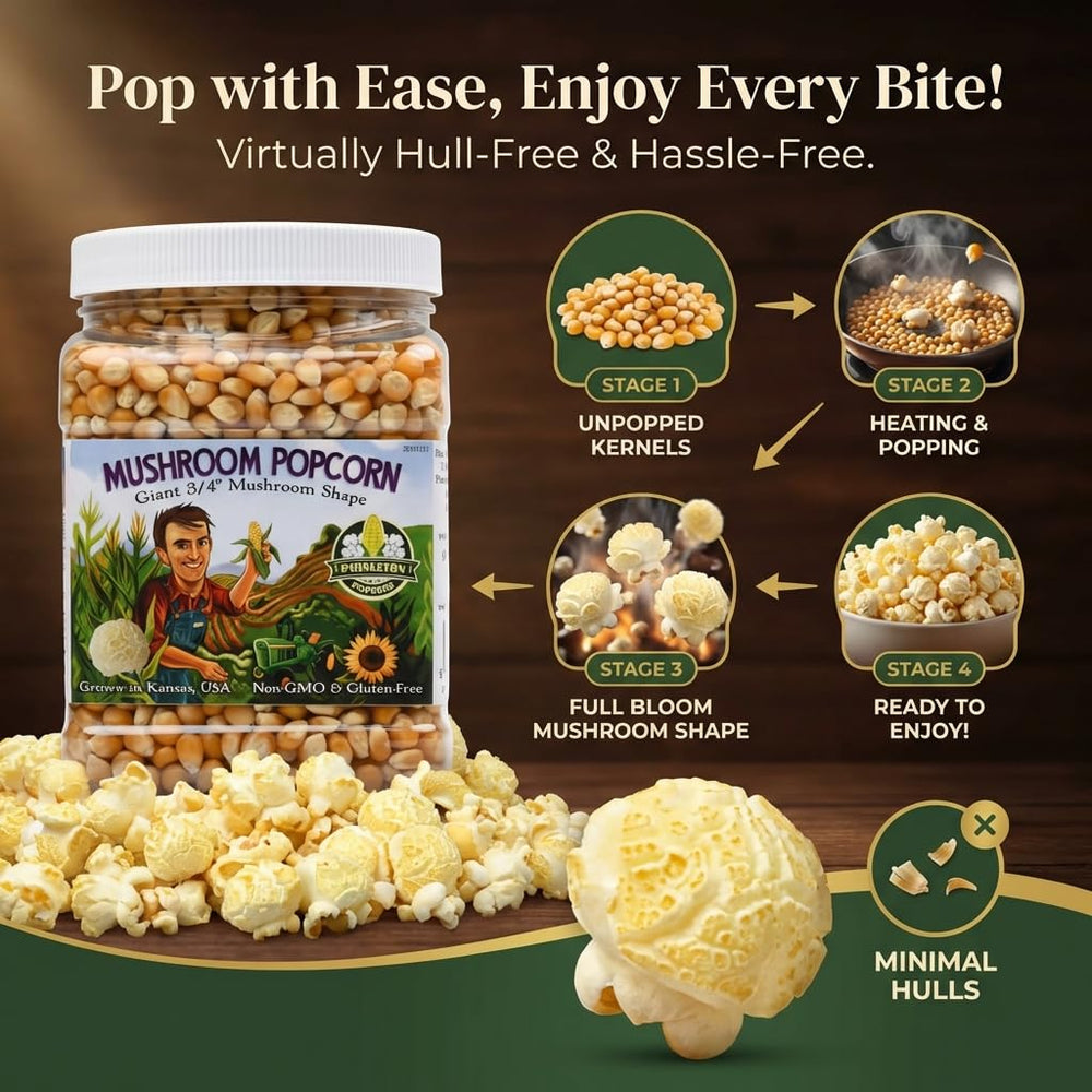 Stovetop popping action with Signature Easy Pop kernels for premium texture.