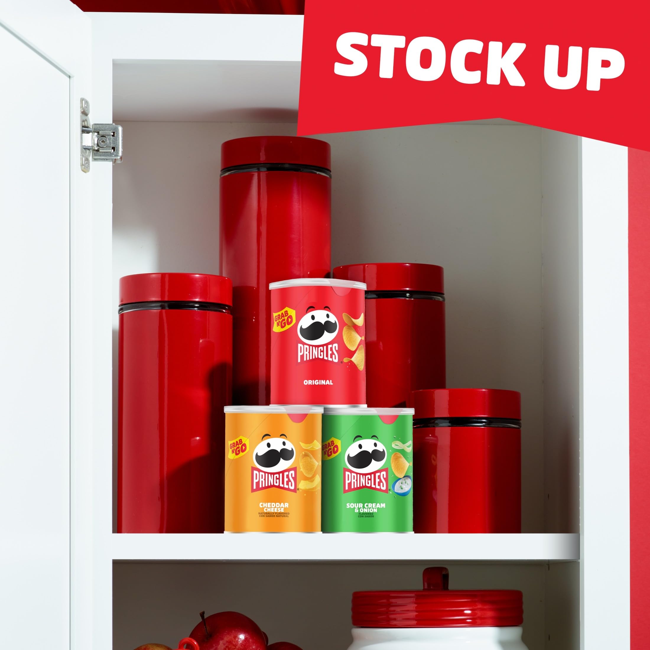 Pringles after-school snack closeup, grab-and-go can for busy kids.
