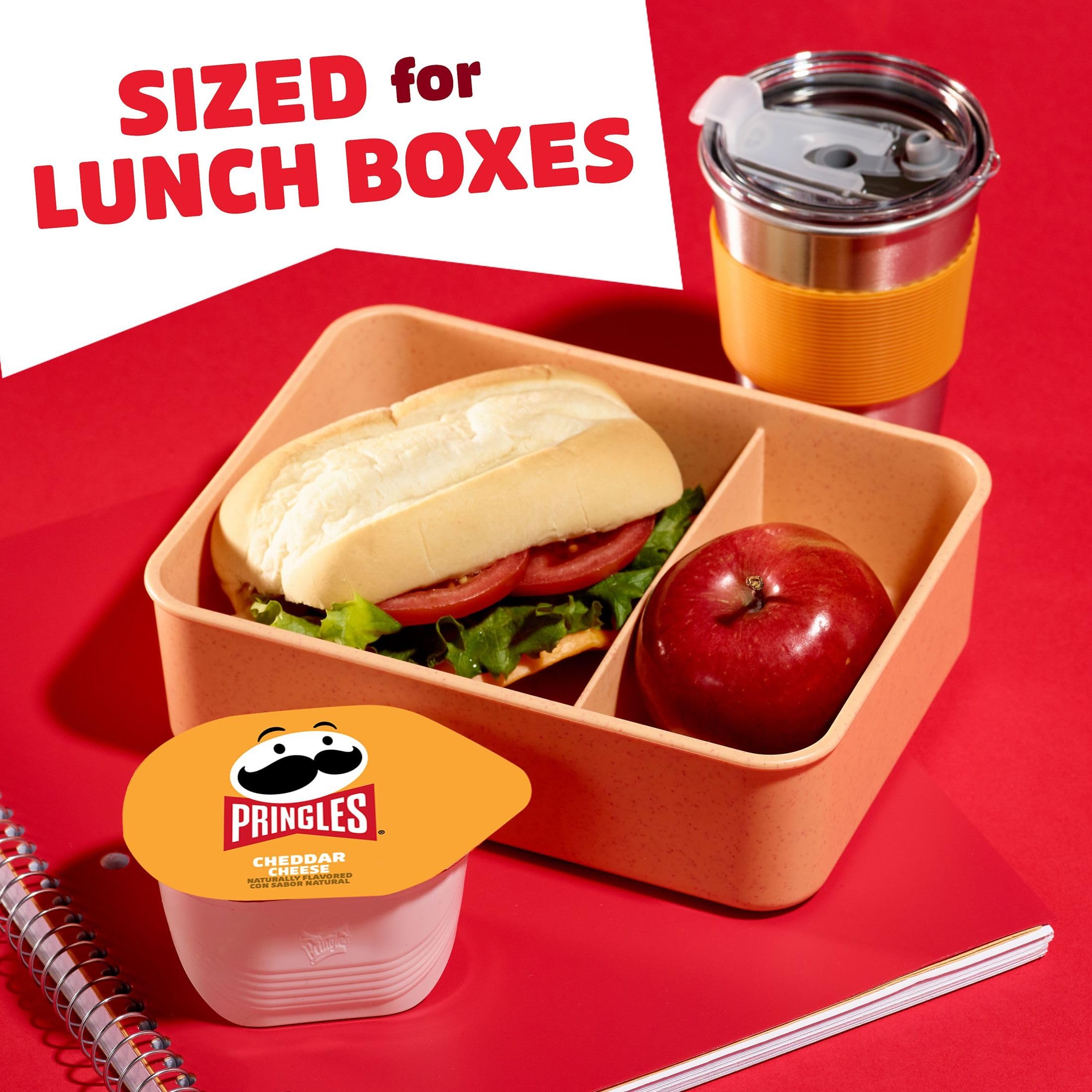 Pringles lunchbox cups fit in backpacks for tasty, convenient midday bites.