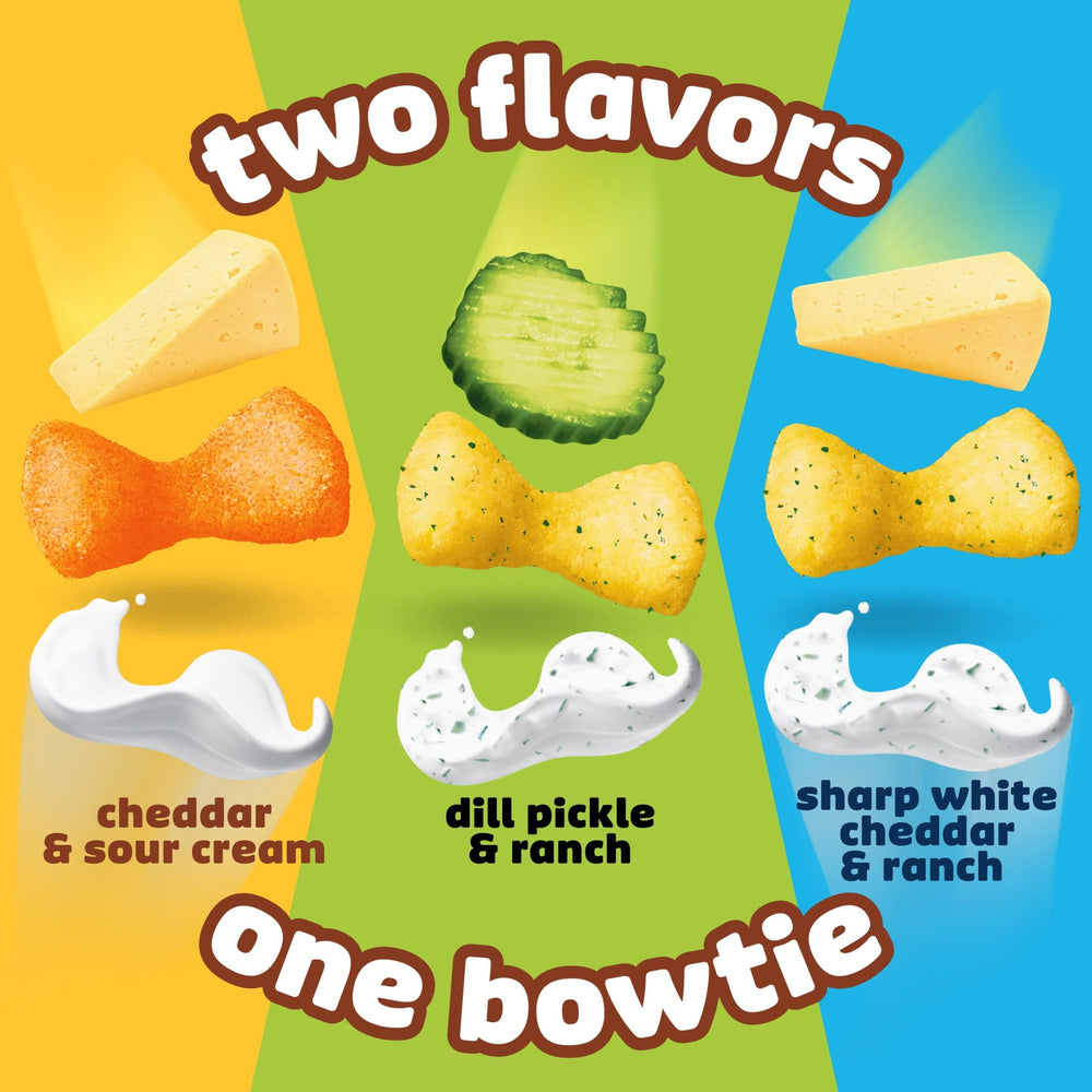 Close-up of Pringles Mingles bowtie puffs with light, airy texture