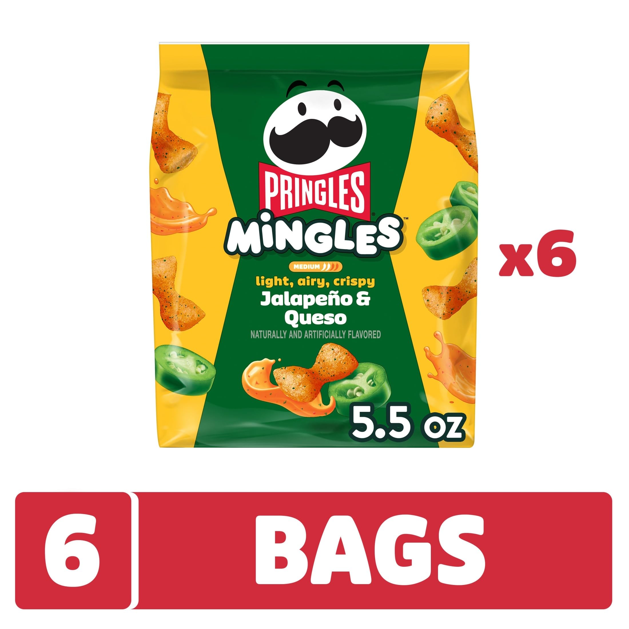 Two-flavor Minges visual highlight jalapeno and queso on every puff.