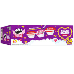 Pringles Original crisps in a cup pack, ideal for on-the-go snacking during the day.