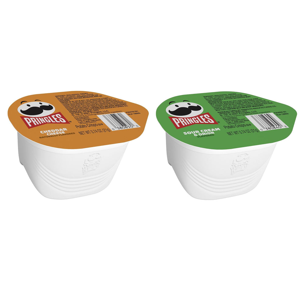 Pringles pantry cups stay fresh and ready for desk snacking.
