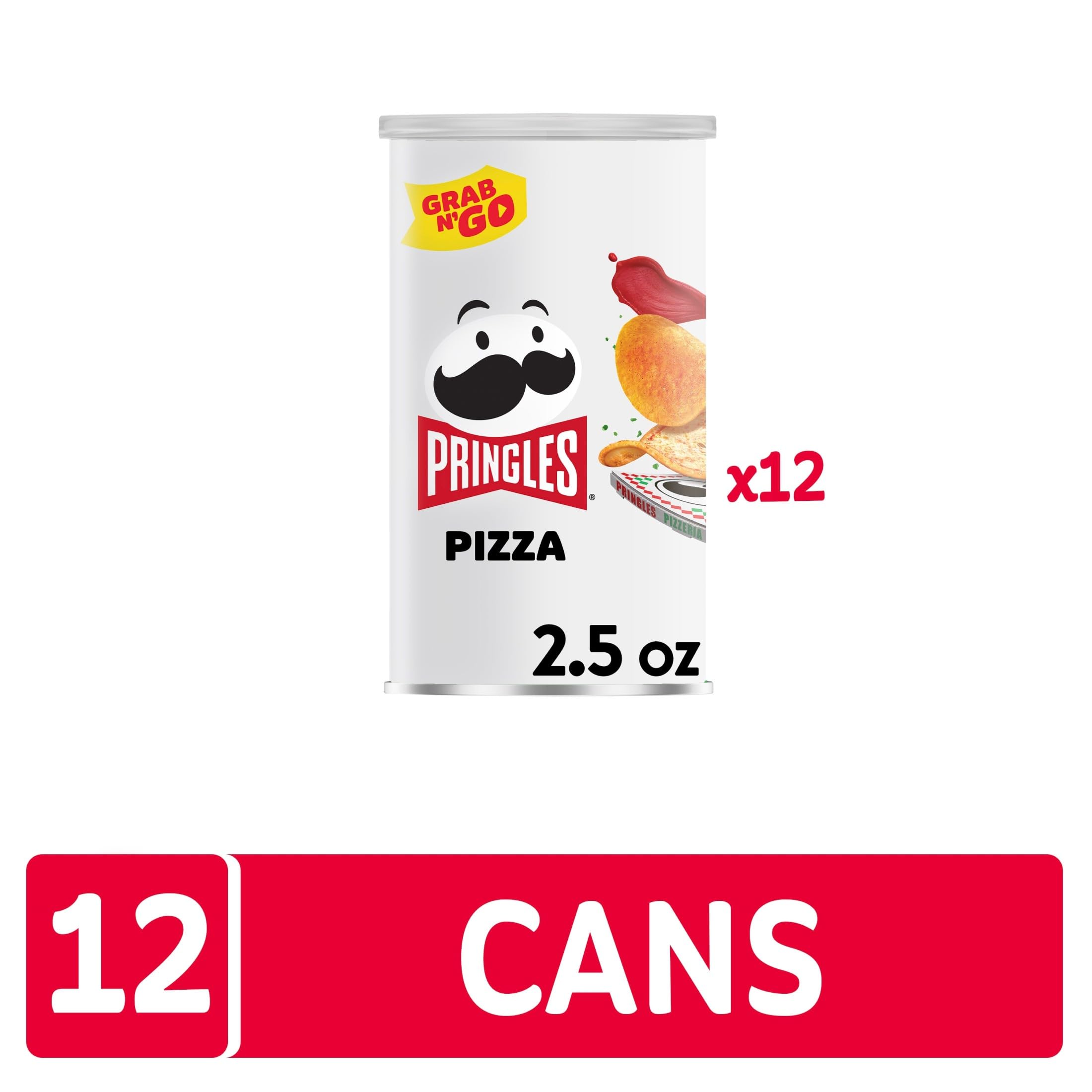 Pringles Pizza Crisps close-up, crisp texture and zesty seasoning.