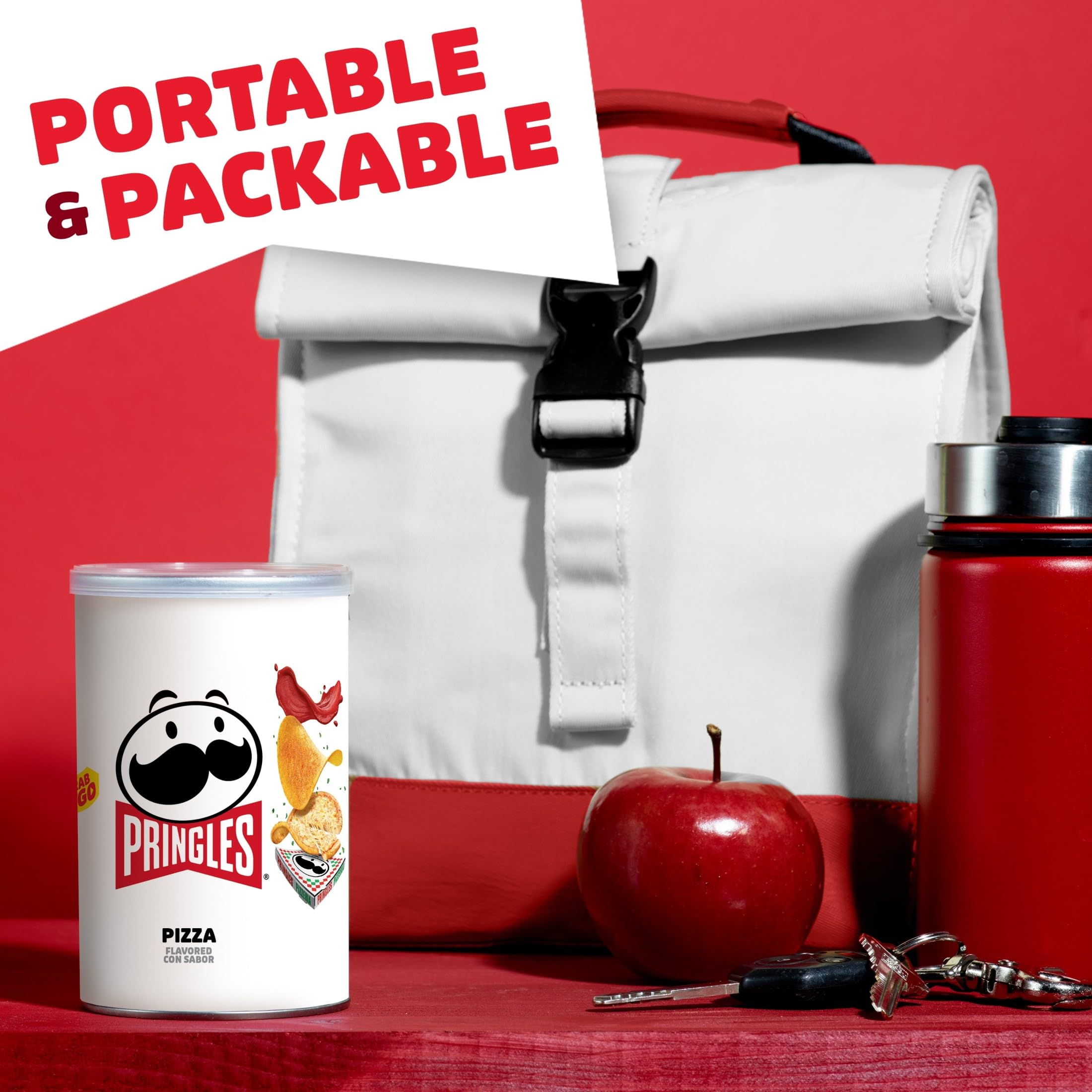 Pringles Pizza Crisps on the go, perfect lunchbox snack.