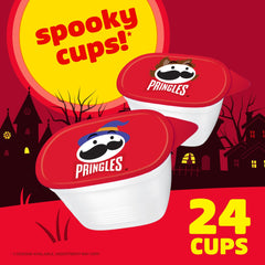 Pringles potato crisps with a crisp, non-greasy bite in a single cup