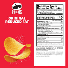 Pringles Reduced Fat crisps close-up, revealing crisp texture ideal for sharing.