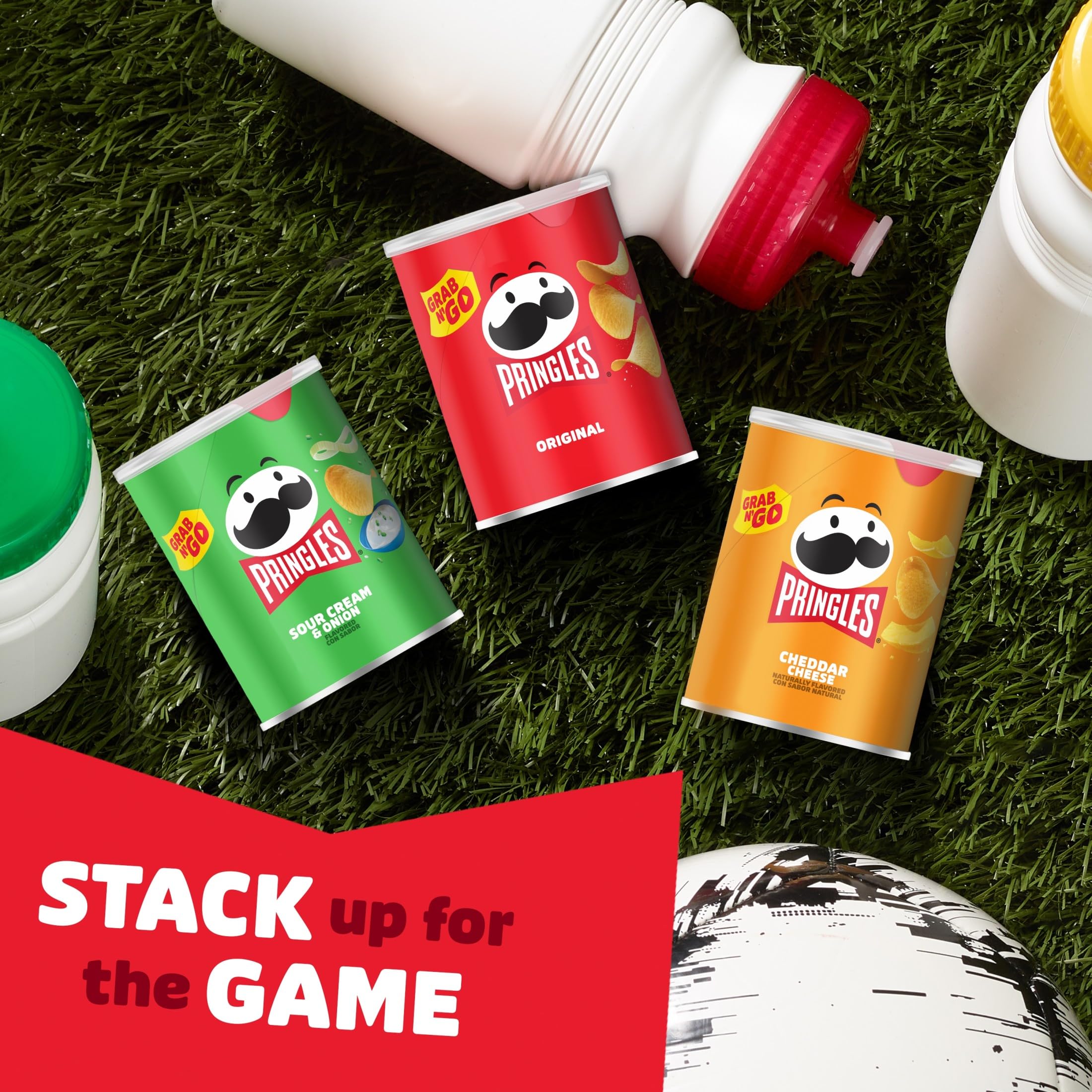 Pringles stackable cans on shelf, ideal pantry organization and easy access.