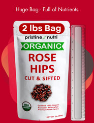 Pristine Nutri rosehips 95% seedless detail highlights smooth infusion potential.