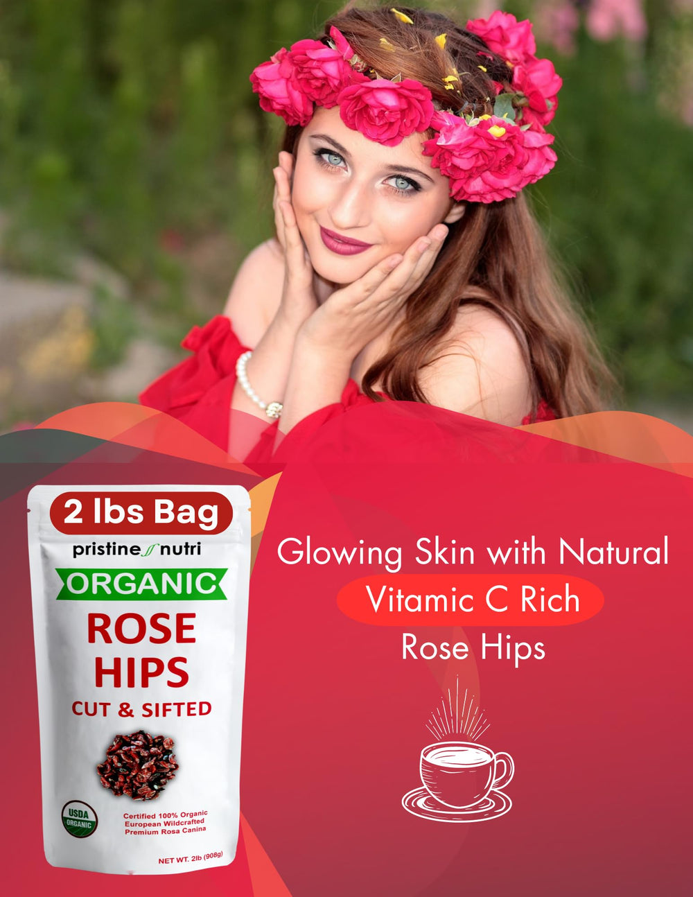 Pristine Nutri European wildcrafted origin emphasizes natural sourcing and robust flavor.