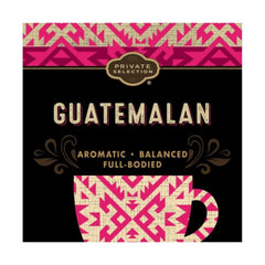 Private Selection Guatemalan Dark Roast K-Cup pods with steam, signaling easy brew