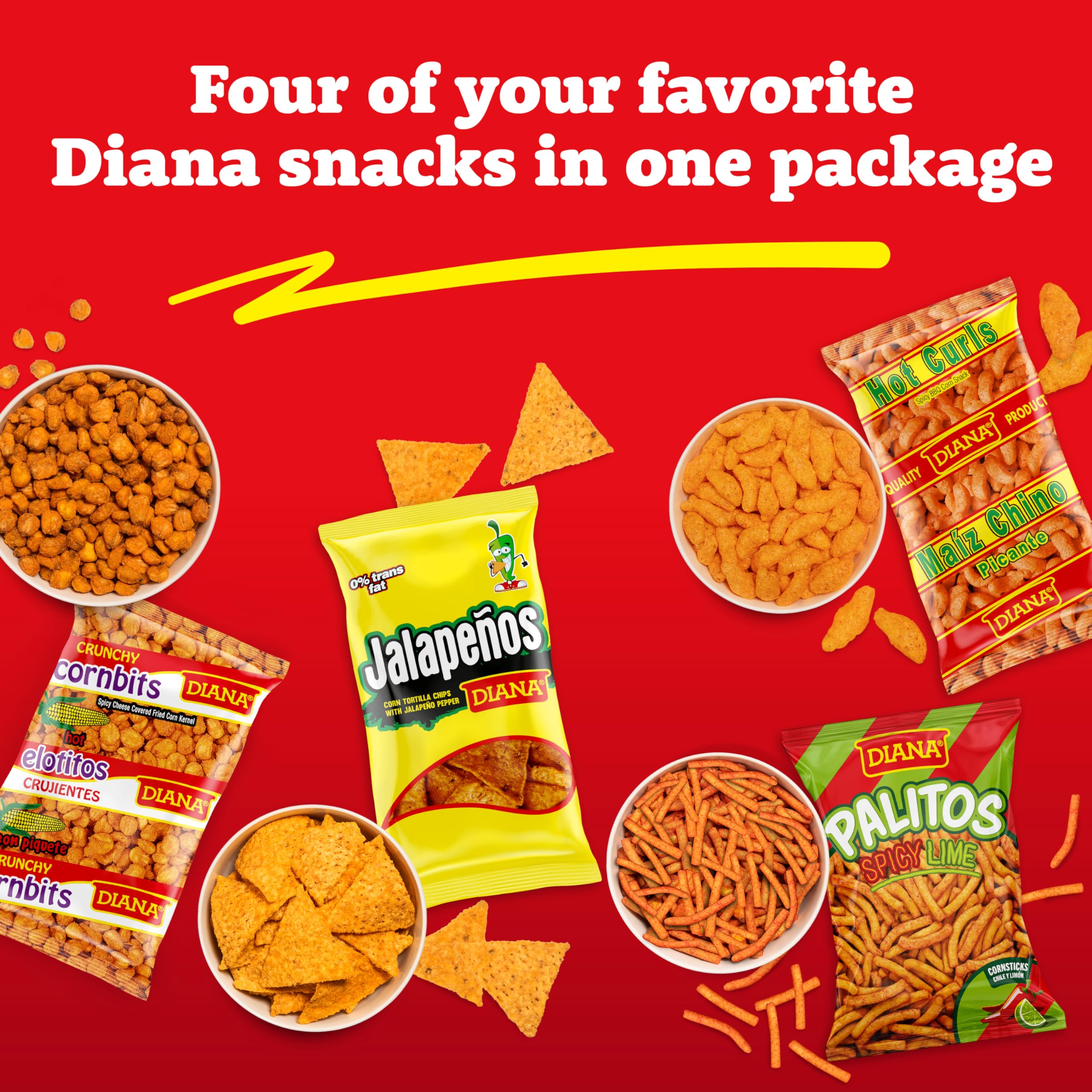 Prodiana Diana Spicy Lime Palitos deliver citrus-kick crunch with a playful chili note.