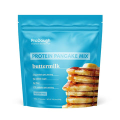 ProDough Protein Bakeshop pancake mix bag shows gluten-free, high-protein breakfast option