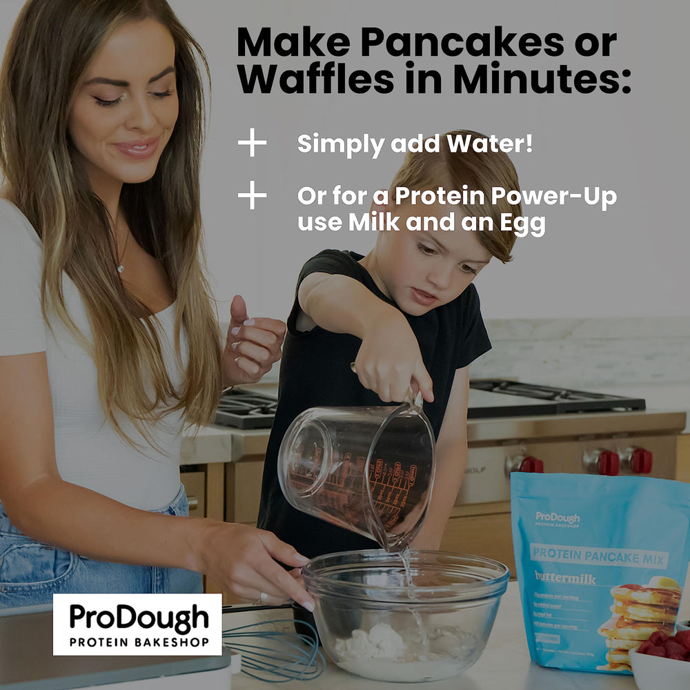 Pour and stir action with ProDough mix for simple breakfast prep