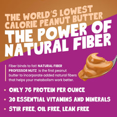 Professor Nutz ingredients panel shows natural fibers and sea salt for clean flavor.