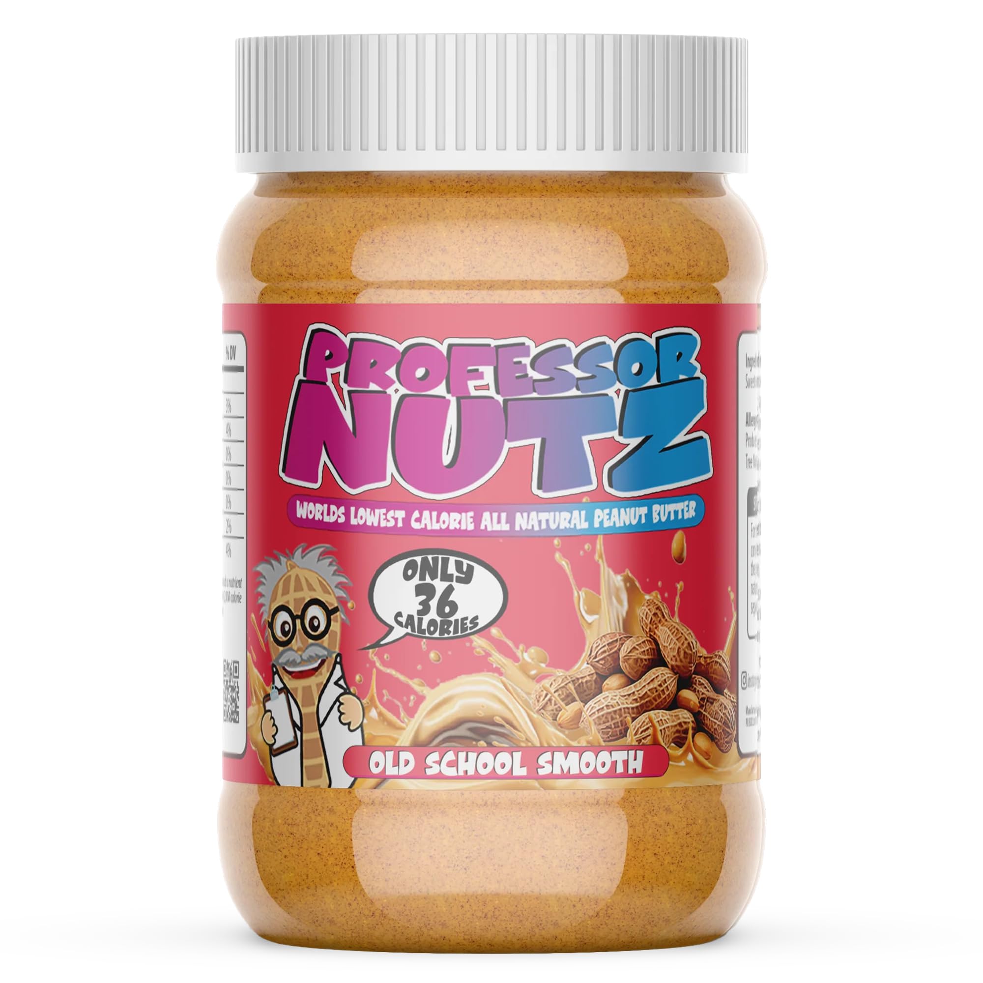 Professor Nutz Organic Peanut Butter jar with creamy spread ready to enjoy.