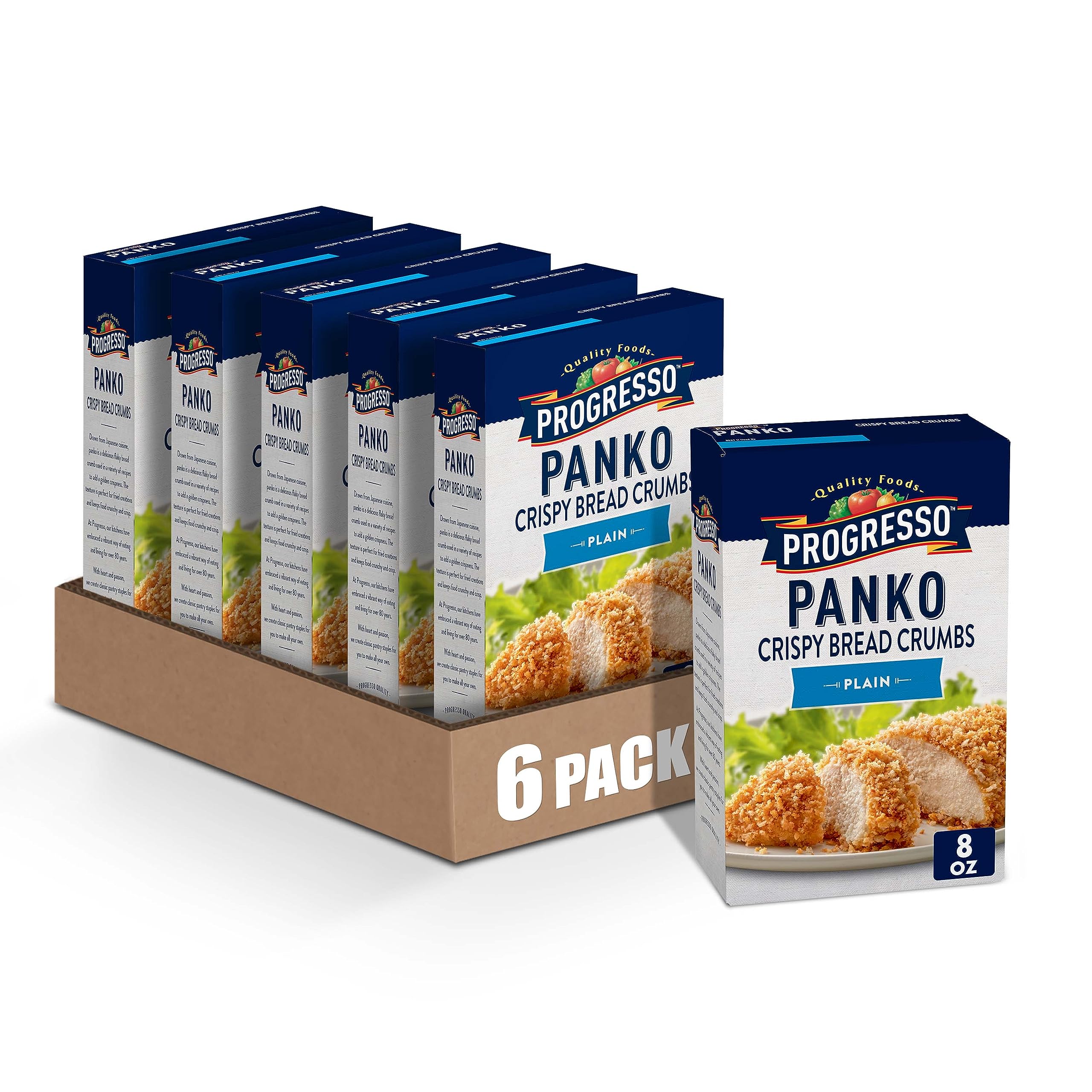 Progresso Panko Crispy Bread Crumbs plain 8oz six-pack for versatile breading and crunch