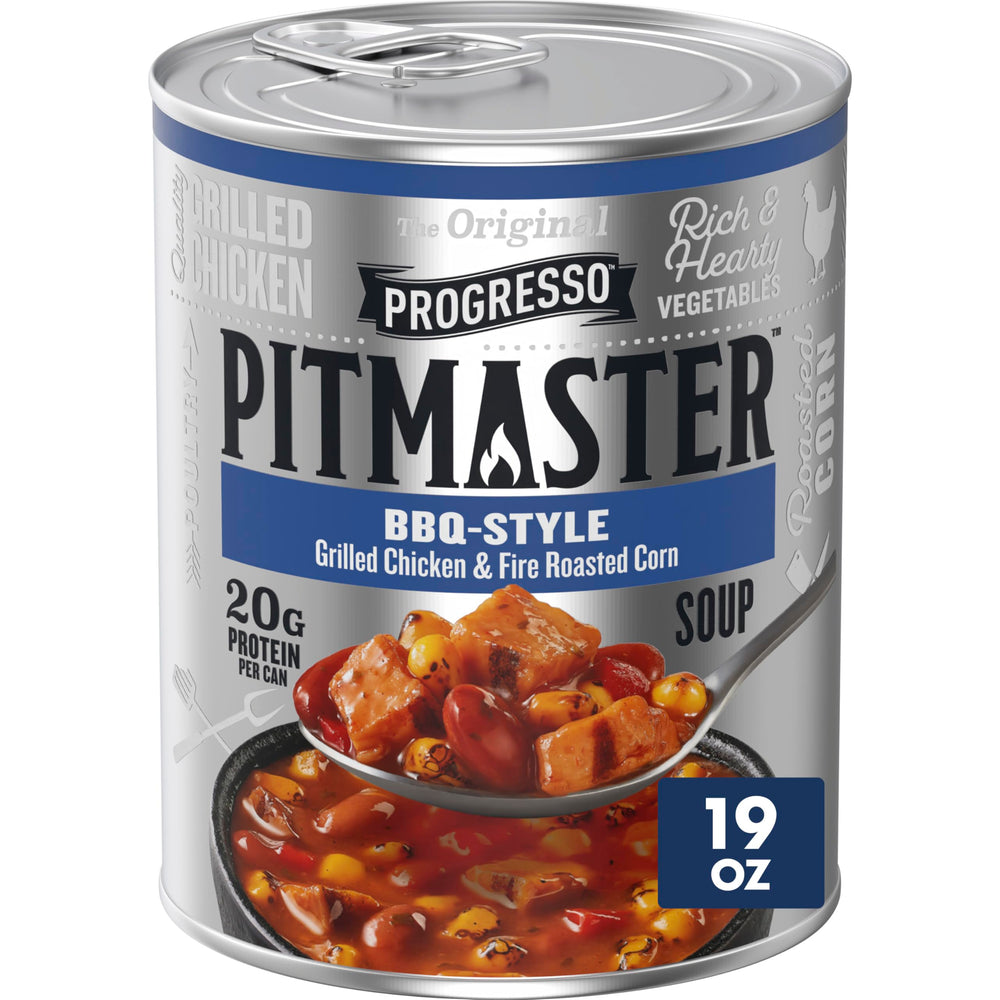 Progresso Pitmaster BBQ Style can front view showing protein-rich soup