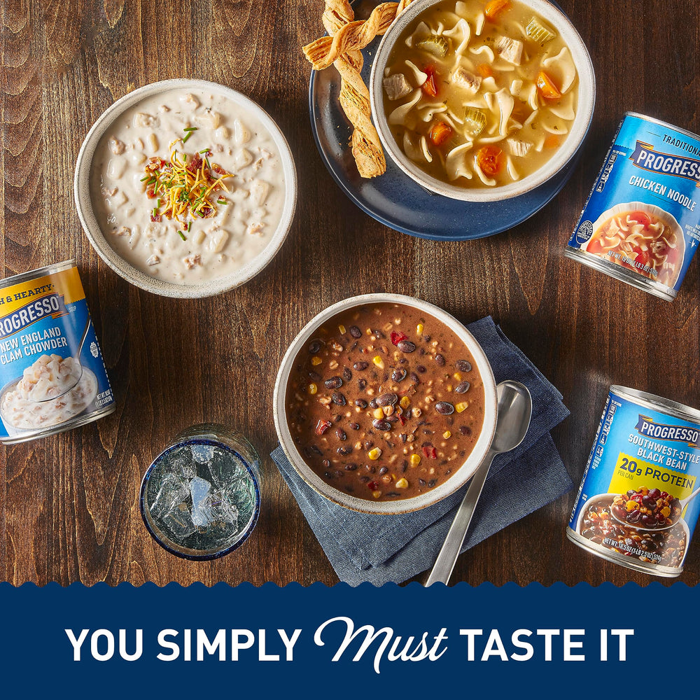 Healthy, satisfying dinner option: Progresso Protein Hearty Grain Vegetable Soup.