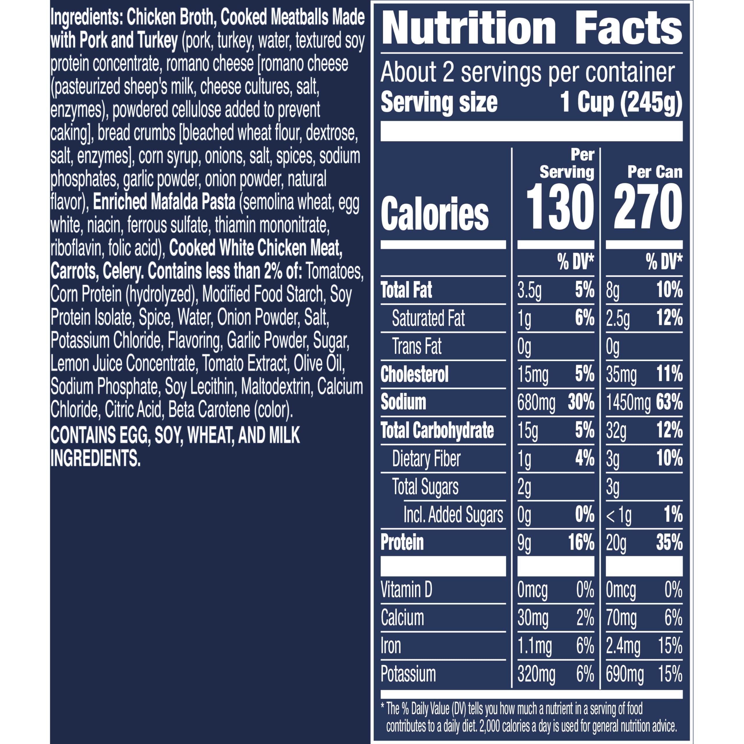 Progresso Protein Mediterranean-Style Meatball and Chicken Soup can label showcasing ready-to-serve convenience.