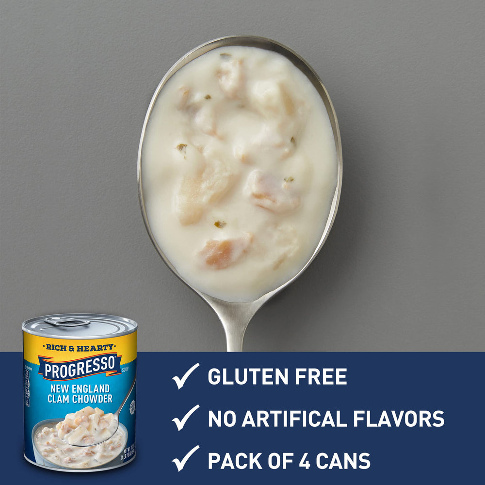 Progresso Rich & Hearty New England Clam Chowder ready in minutes for a quick meal.