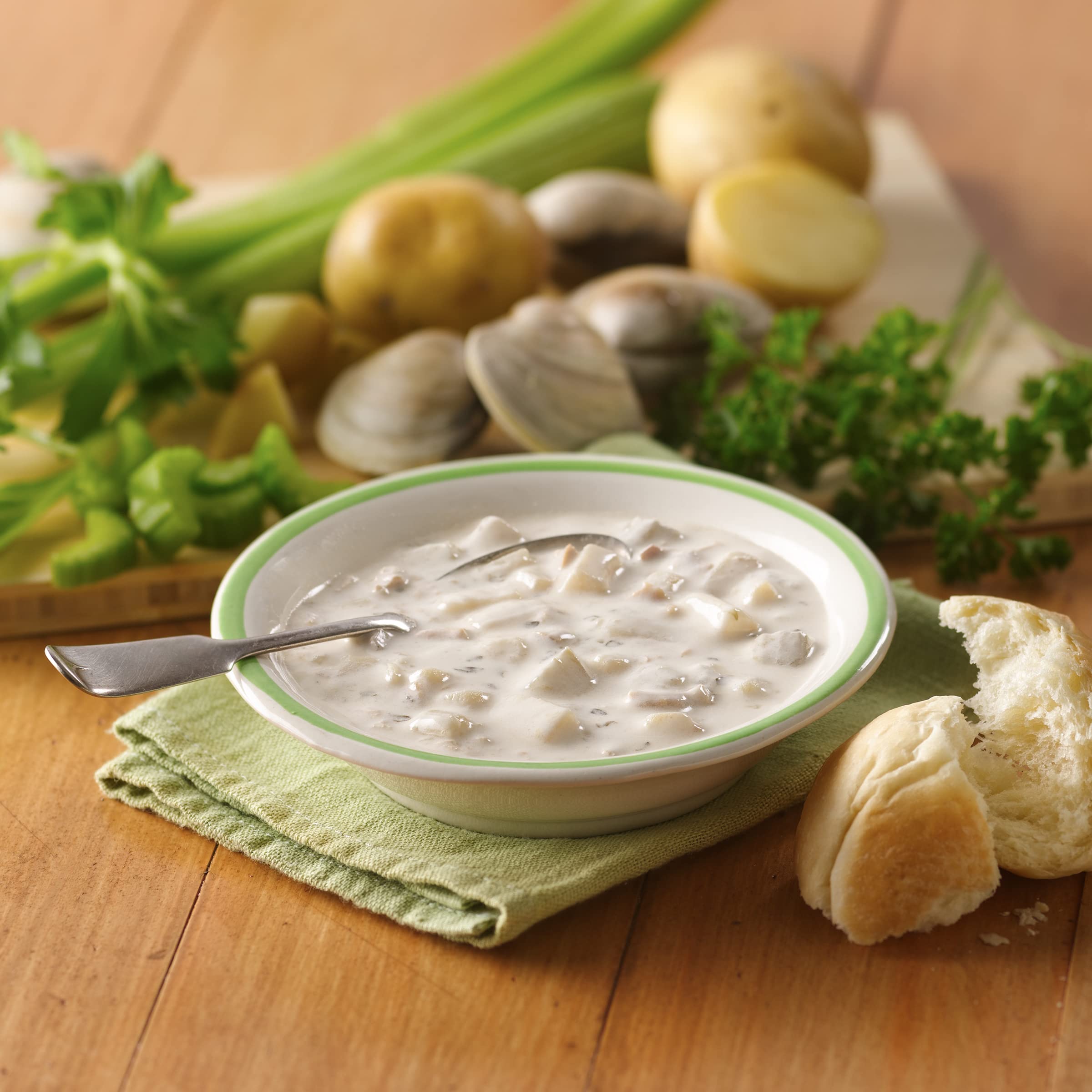 Progresso chowder served with crackers for a cozy meal idea.