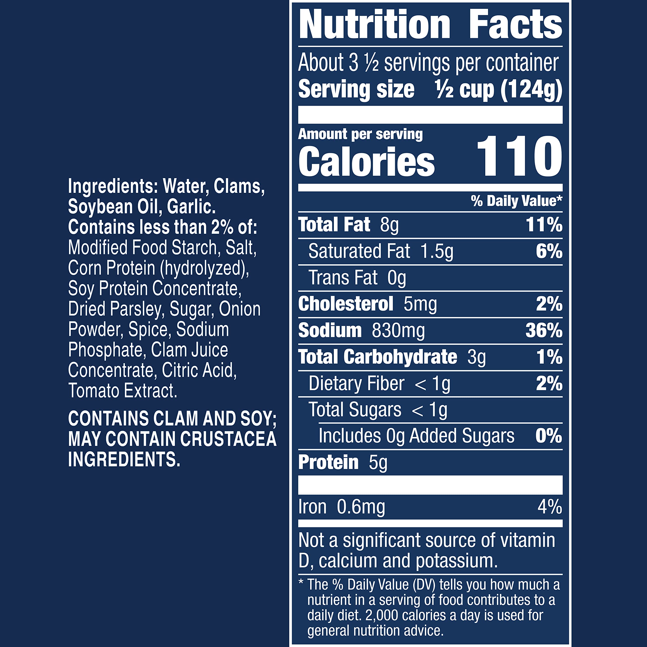 Progresso White Clam Sauce garlic-herb label highlights authentic Italian flavor