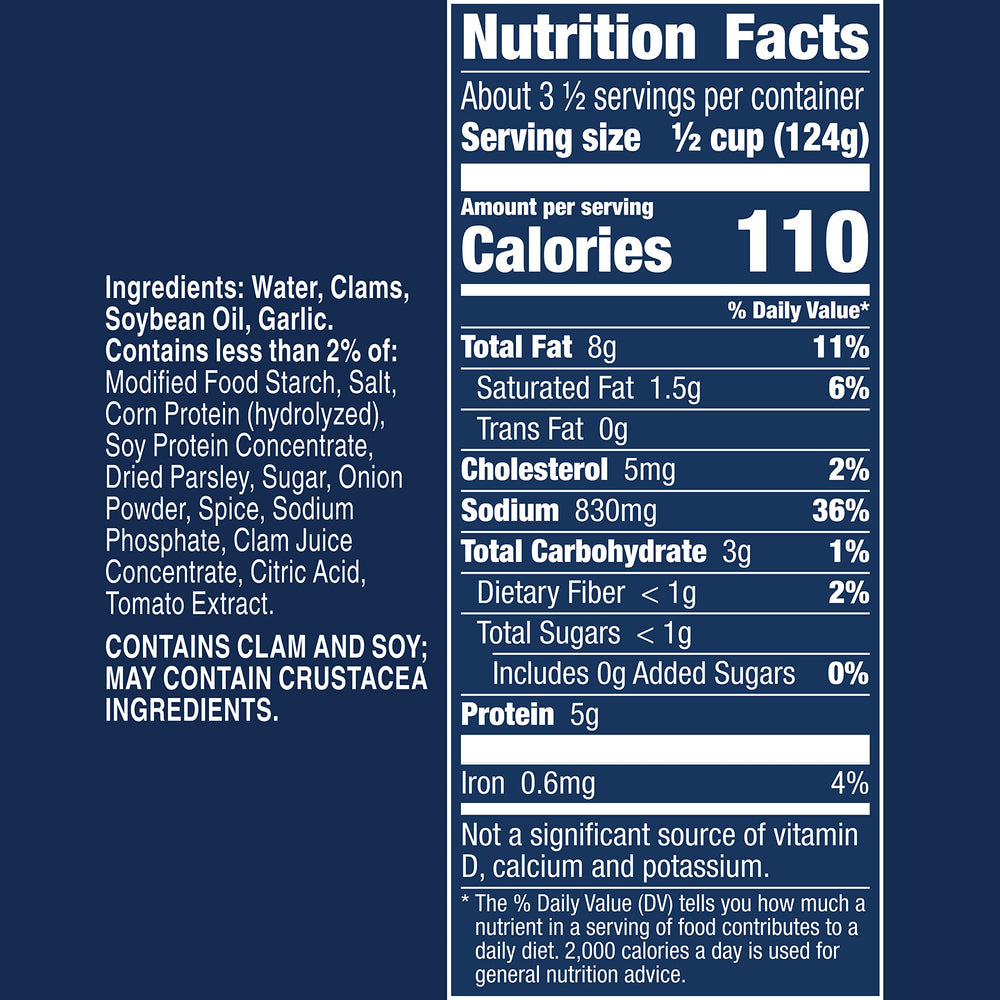 Progresso White Clam Sauce garlic-herb label highlights authentic Italian flavor