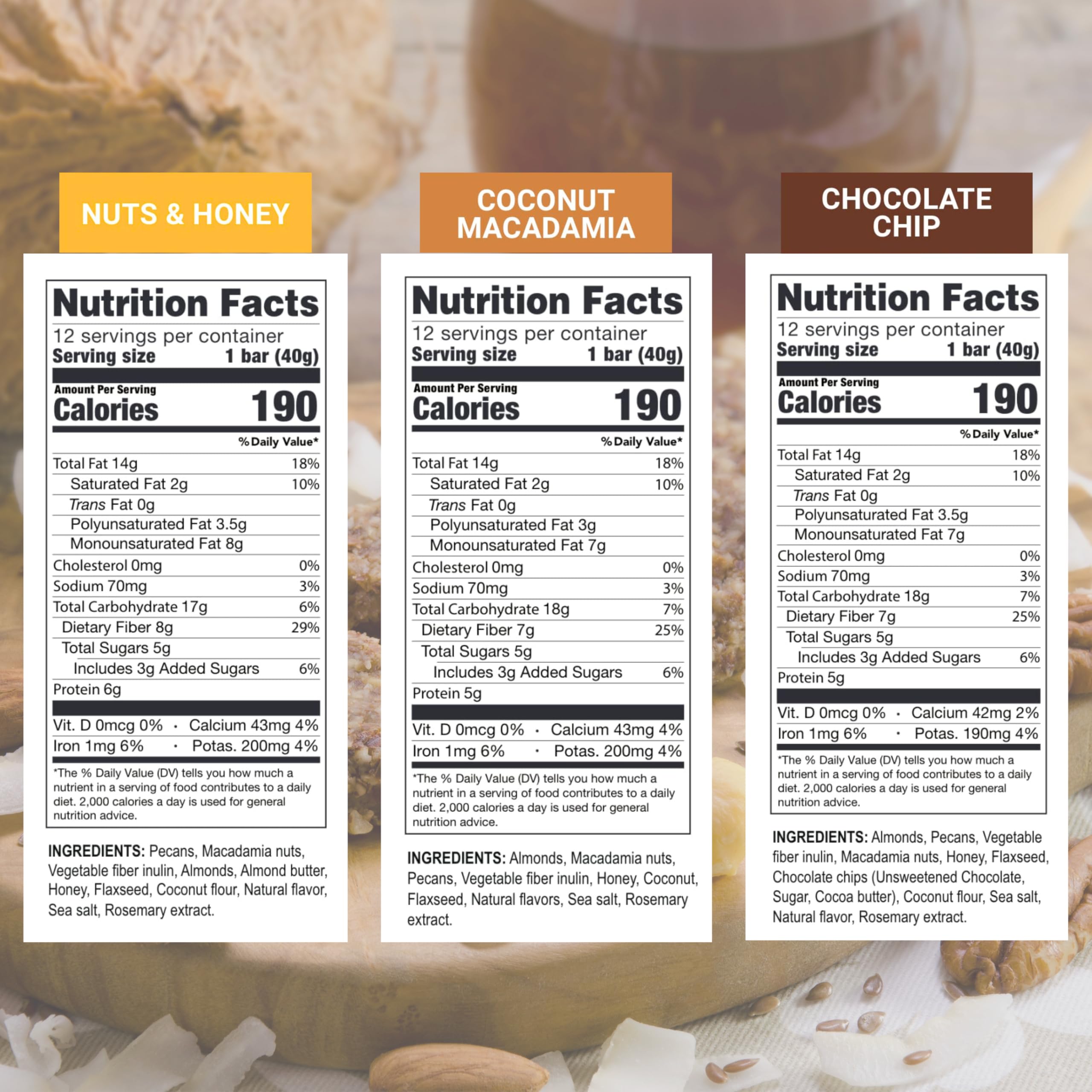 Prolon Fasting Bars Chocolate Chip, keto-friendly treat with plant-based protein.