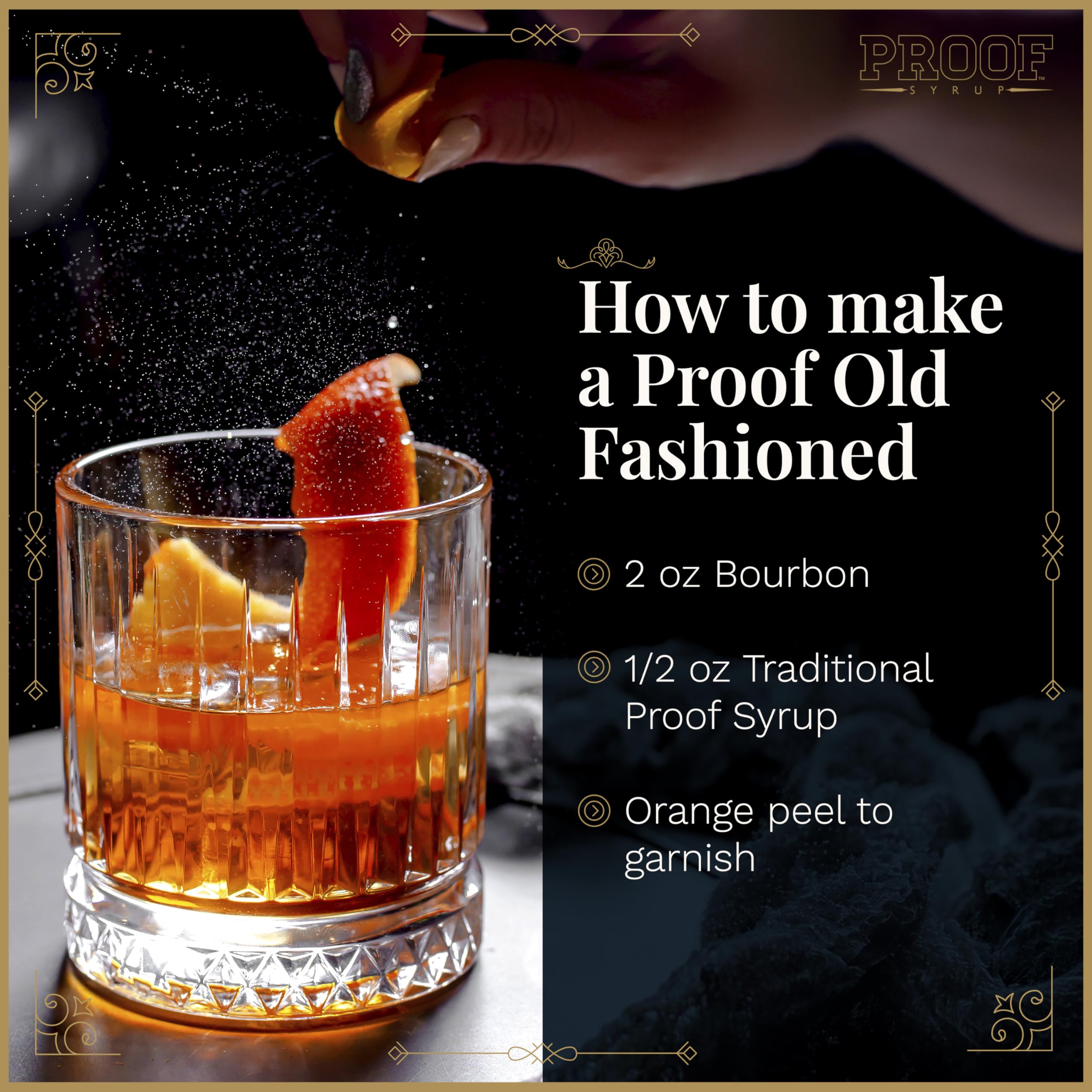 Proof Syrup cocktail glass ready image demonstrates ready-to-serve mixed drinks.