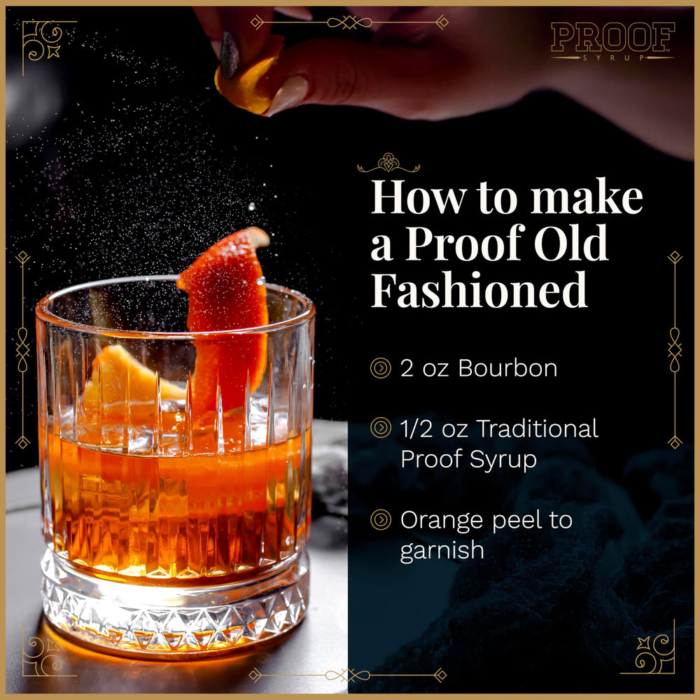 Proof Syrup cocktail glass ready image demonstrates ready-to-serve mixed drinks.