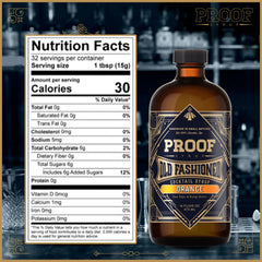 PROOF SYRUP Orange flavor pour showcasing rich aroma ideal for quick cocktails.