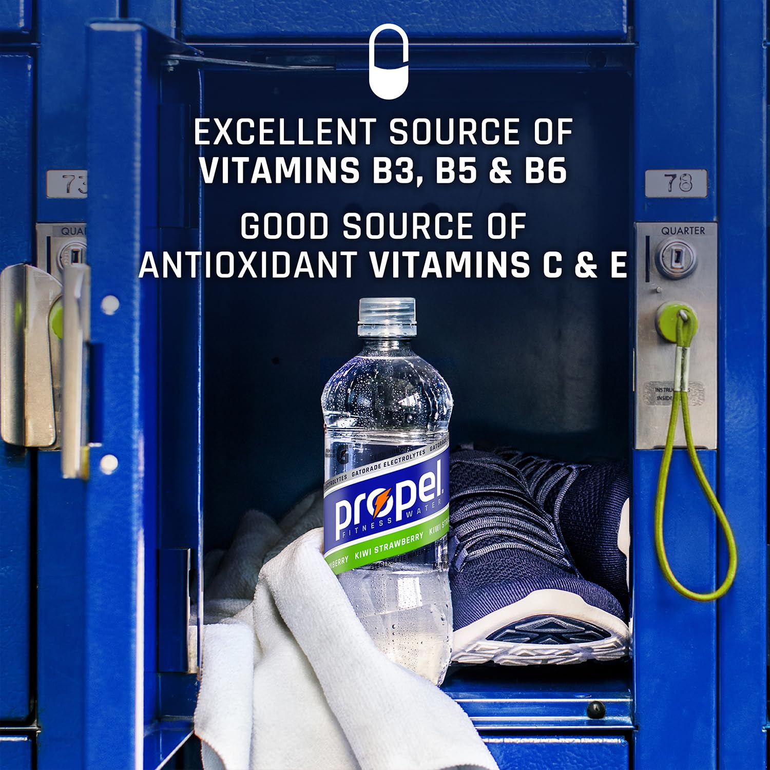 Propel bottle design showcasing 16.9 oz servings.
