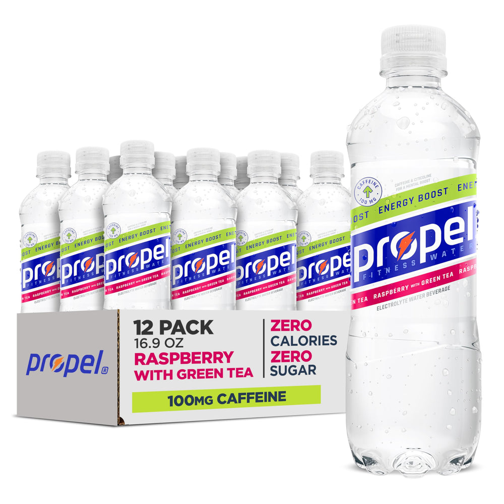 Propel Energy Boost bottle front view, zero sugar hydration with electrolytes for workouts.