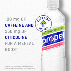 Propel Energy Boost bottle pouring, convenient zero calorie hydration on the go.