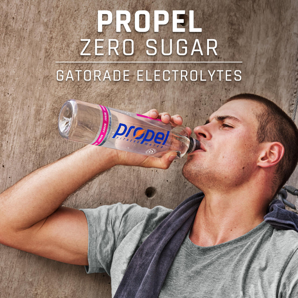 Propel flavored fitness water bottle ready for gym or outdoor training.
