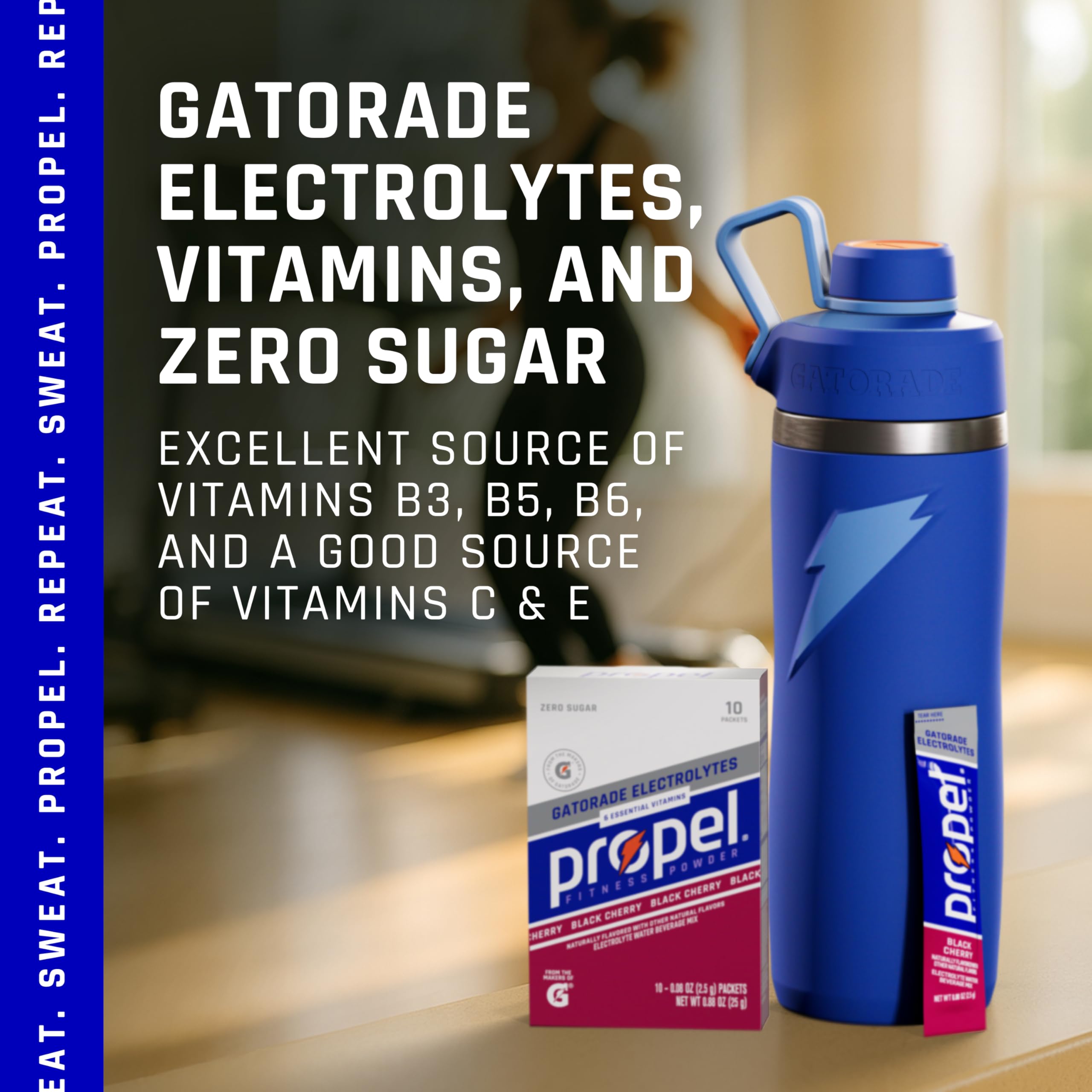 Propel glass with ice shows refreshing grape hydration in action