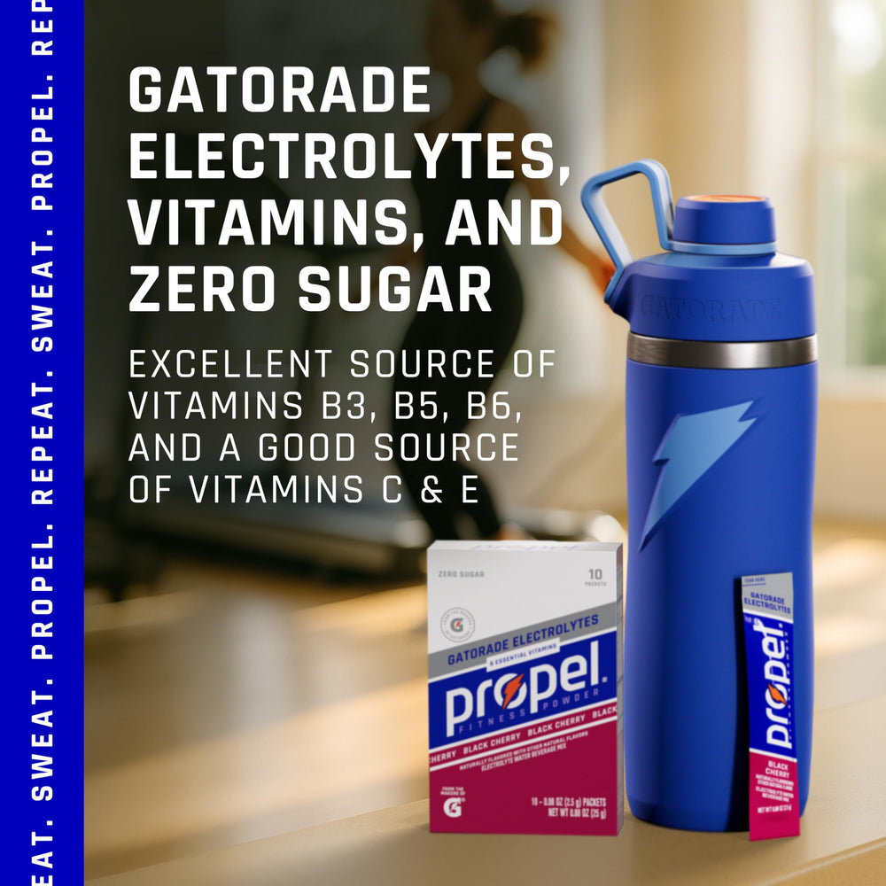 Propel glass with ice shows refreshing grape hydration in action