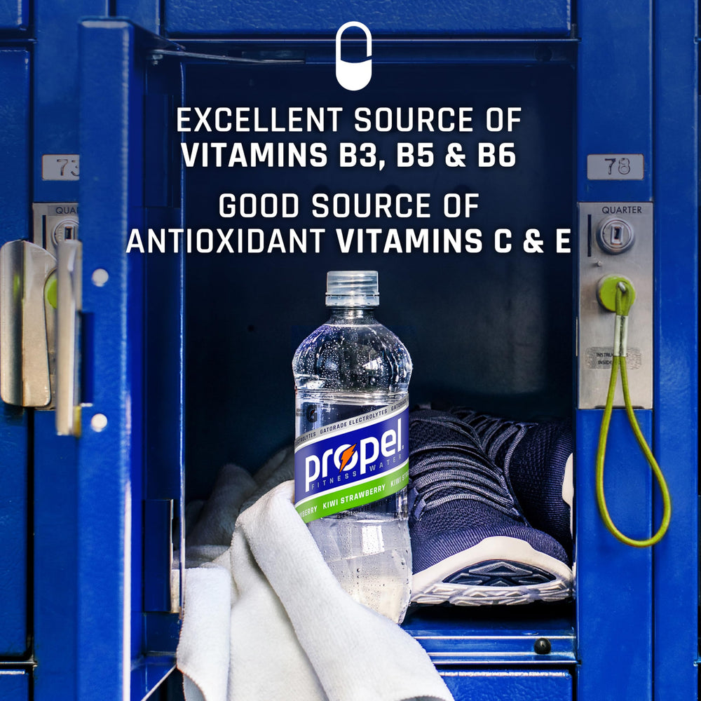 Propel electrolyte water close-up reveals crisp, refreshing flavor