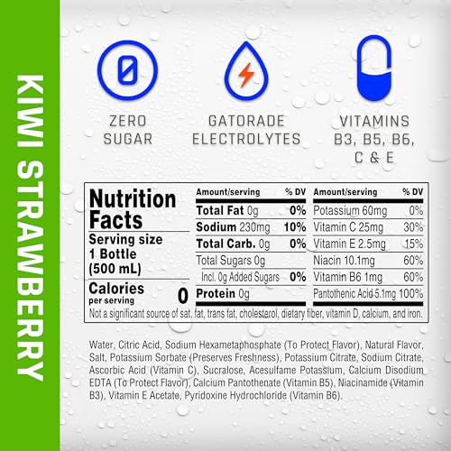 Propel Kiwi Strawberry bottle label closeup highlighting electrolytes and vitamins