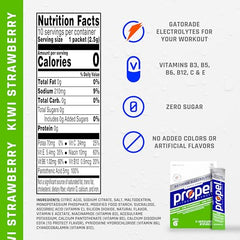 Propel Kiwi Strawberry box showing 10 hydration packets for convenient use