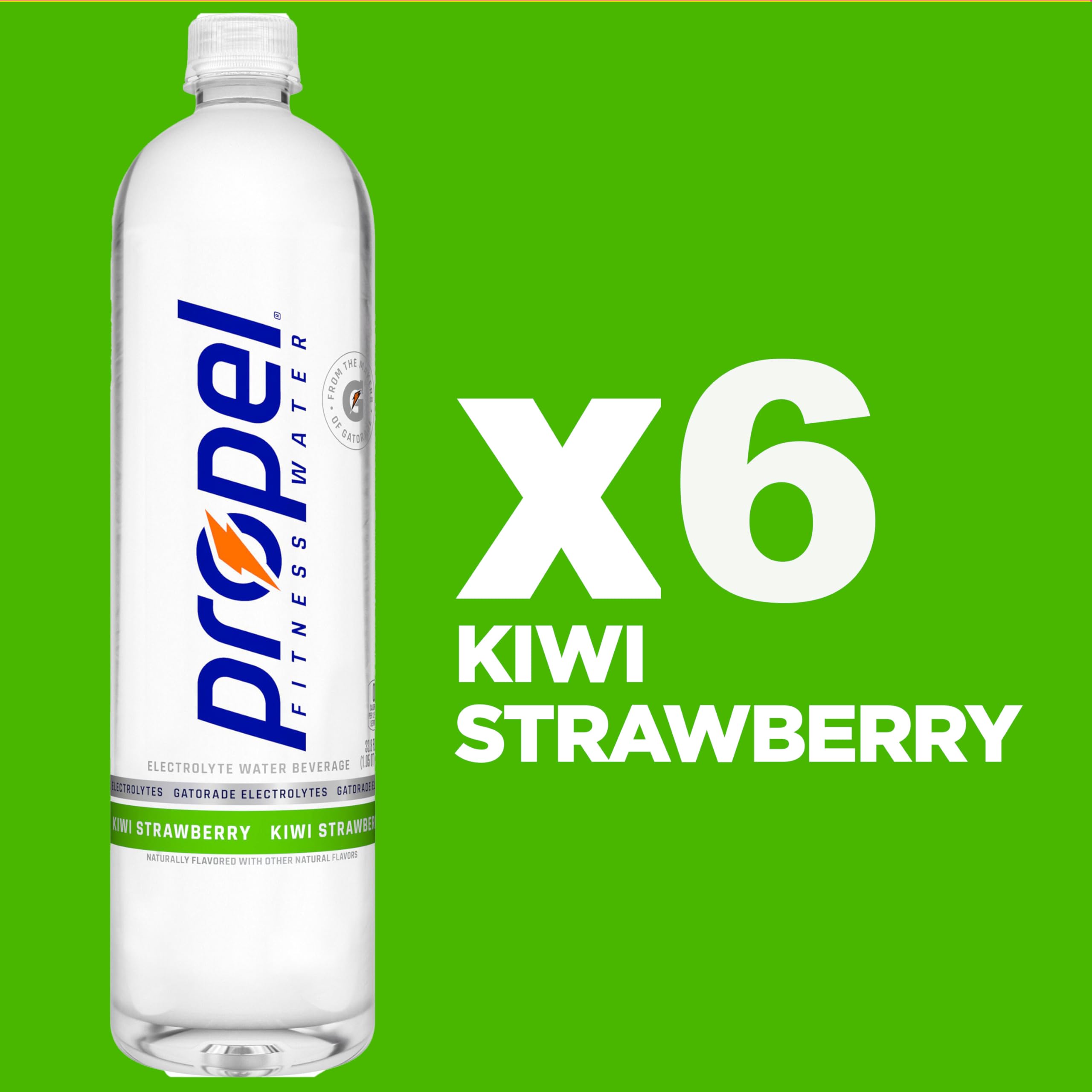 Propel Kiwi Strawberry label close-up highlights vitamins B3 to E
