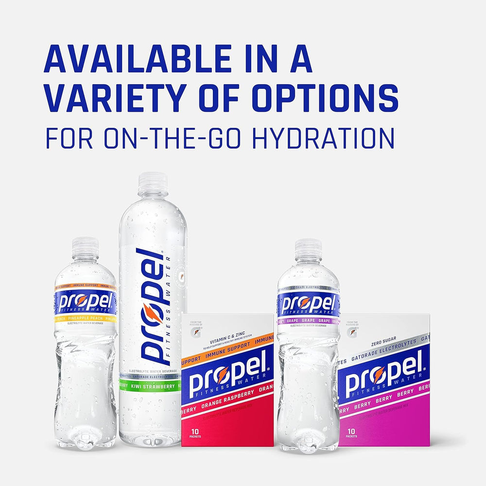Propel Peach bottle stored in fridge ready to drink.
