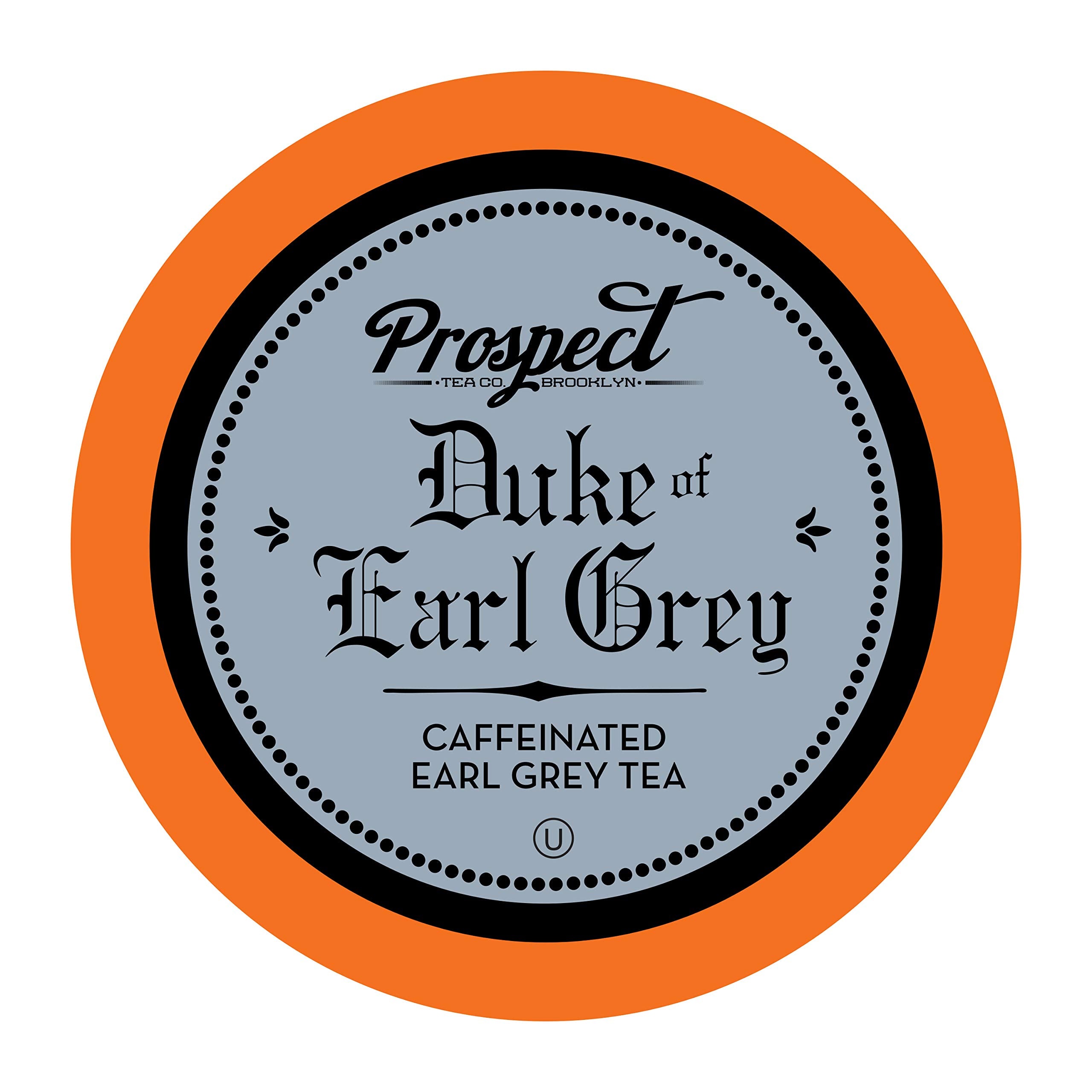 Prospect Tea Co. Duke of Earl Grey pods in box highlight premium single-serve convenience.